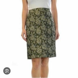 J Crew Collection Metallic Floral Silk Blend Lined Textured Pencil Midi Skirt 10